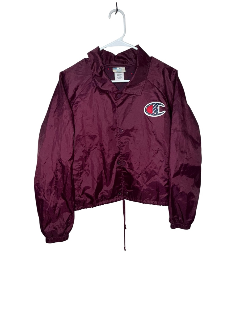 Champion Maroon Women's Windbreaker Raincoat with Logo Patch